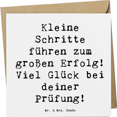 Produktbild von Mr. & Mrs. Panda Glückwunschkarte Spruch Prüfungen bestehen - Weiß - Geschenk, faltkarte, Vertrauem, viel Glück, Klappkarte, doppelkarte, anlasskarte, Grußkarte, Trost