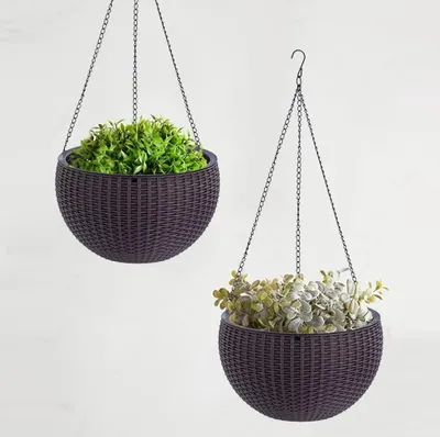 Image de Lot de 2 pots suspendus en osier pour plantes