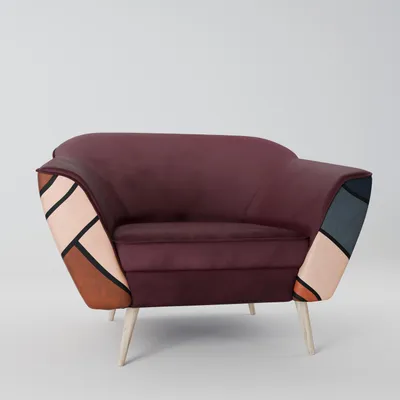 Immagine prodotto di SpaceRebels Poltrona soggiorno - Poltrona relax divano singolo per camera da letto - Poltrona TV - Poltrona imbottita con gambe in legno - Rosso vino