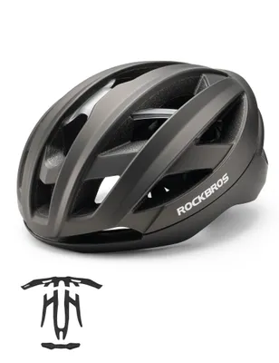 Produktbild von ROCKBROS Fahrradhelm mit Verstärkungsrahmen Belüftungssystem Ultraleicht Rennradhelm Herren Damen für Rennrad und MTB 54–58 cm Titan Matt M