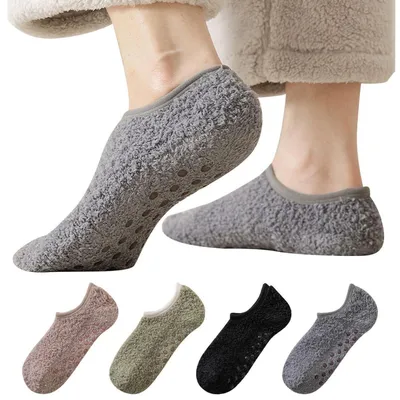Produktbild von Stoppersocken Damen Herren 4 Paar Kuschelsocken Thermosocken Haussocken Antirutschsocken EU 36-41