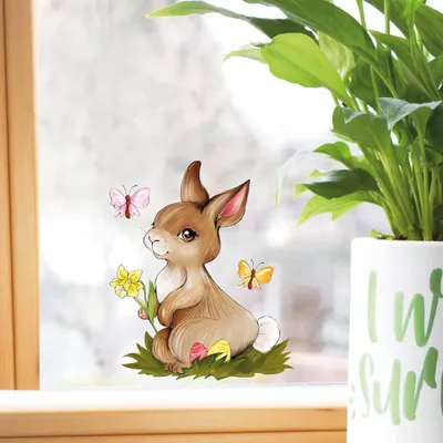Produktbild von Mini Fensterbilder Frühling Hase wiederverwendbare Fensteraufkleber Ostern Fensterdeko Schmetterlinge