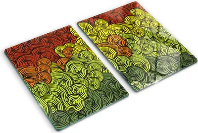 Obrázek produktu pro Kryt varné desky – Kryt na indukční desku – Ochranná skleněná deska – 2x40x52 cm– Skleněné ochranné desky na sporák –Tvrzené sklo –Barevné vlny
