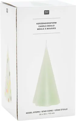 Image de Moule à bougie Rico Design Cône étoilé, étoile, garçon/fille, 7 cm, 135 mm, 70 mm, 70 mm