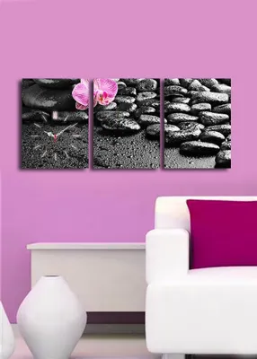 Produktbild von Opviq, 3P3040CS- CLA3613, Bunt, Wanduhren, 96 x 40 cm, 100% Wildleder -Leinwand