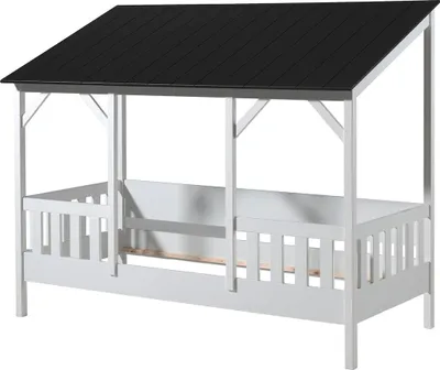 Produktbild von Hausbett Bett mit 90 x 200 cm Dach in Schwarz