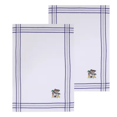 Produktbild von Betz 2 Stück Geschirrtücher Waffelpiqué blau bestickt Motiv Enten Größe: 50 x 70 cm- Küchenhandtuch Gläsertücher