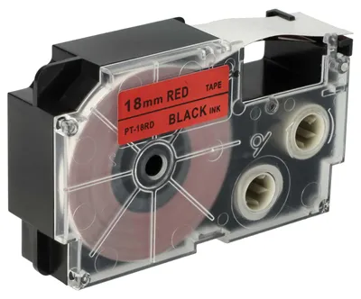 Produktbild von vhbw Schriftband-Kassette Ersatz für Casio XR-18RD1, XR-18RD für Etiketten-Drucker 8m x 18mm Schwarz auf Rot, pet+ RESIN