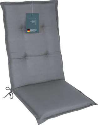 Produktbild von LILENO HOME Gartenstuhl Auflagen als [1er Set - Hochlehner] in Uni Mittelgrau (TAMI) - bequeme Liegen als Sitzauflagen für Gartenmöbel - Stuhlkissen für Gartenstühle und Klappstühle