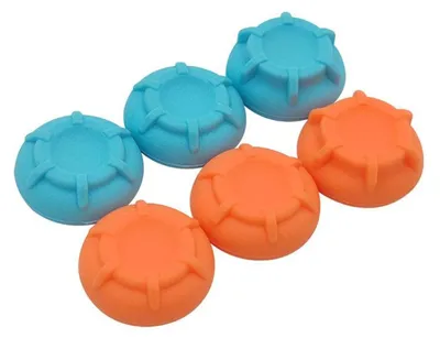 Image de Pour Nintendo Switch 2 silicone 6 en 1 Jeu de capuchons de protection Joystick Orange / Bleu