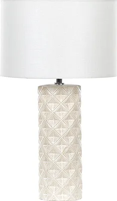 Produktbild von BELIANI Tischlampe Beige Keramik 49 cm Stoffschirm Weiß Trommelform Elegant Modern Nachttischlampe für Schlafzimmer Wohnzimmer