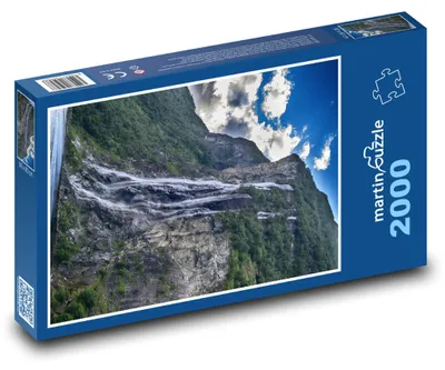 Produktbild von Puzzle 2000 Wasserfall in den norwegischen Fjorden - martinpuzzle
