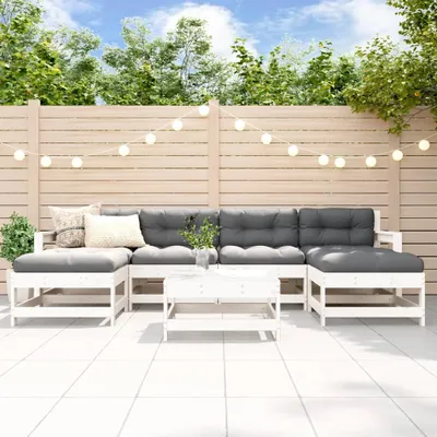 Produktbild von Design Möbel 7-tlg. Garten-Lounge-Set Weiß Massivholz Kiefer - 2024 Neu
