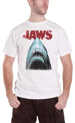 Produktbild von Difuzed - T-Shirt Herren - Jaws (weiß) Shirt der weiße Hai L