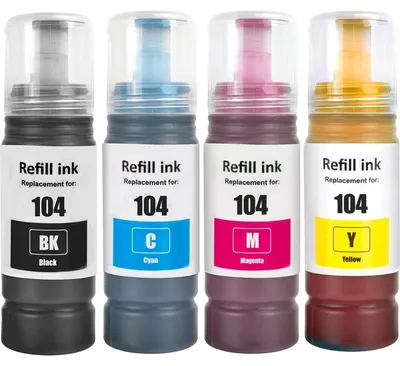 Produktbild von Boxstuff 104 Tinte kompatibel für Epson EcoTank – 4er Multipack Nachfülltinte (Schwarz + Farbe) – geeignet für ET-2710, ET-2720, ET-2750, ET-2820, ET-2850, ET-4800 – 350 ml