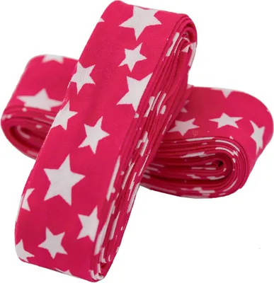 1 x 3m Motiv-Schrägband Saumband 20mm gefalzt Einfassband Dekoband pink