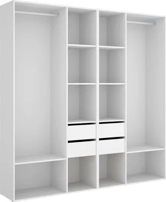 Produktbild von Großer Kleiderschrank Brento, Schlafzimmermöbel, Schrank, Garderobe, 196x45 h205 cm, Weiß und Eiche