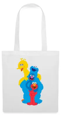 Produktbild von Spreadshirt Sesamstraße Elmo Grobi Krümelmonster Bibo Stoffbeutel, One size, Weiß