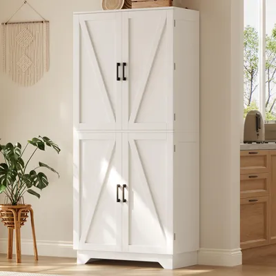 Produktbild von okwish Küchenunterschränke mit Stauraum hinter den Türen,Küchenschrank, 80×40×180 cm,Küche Hochschränke mit Vorratsschrank,Weiß