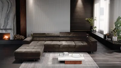 Obrázok produktu pre FurMeb24 ECKSOFA LAZZANO MAXI MONOLITH 20 - ľavá strana - BROWN - s posteľným boxom a funkciou spánku