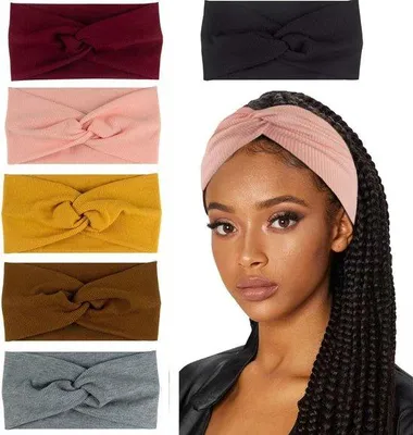 Produktbild von Haarband-Set für Frauen, 6er Pack, Elastik, Sport, Yoga, Workout, Lauf, Mädchenhaarband, Turban für Mädchen