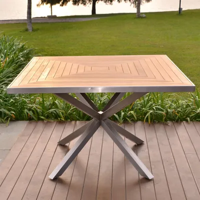 Produktbild von Teako Design Esstisch Andalo Teakholz Edelstahl 80x80x76 cm