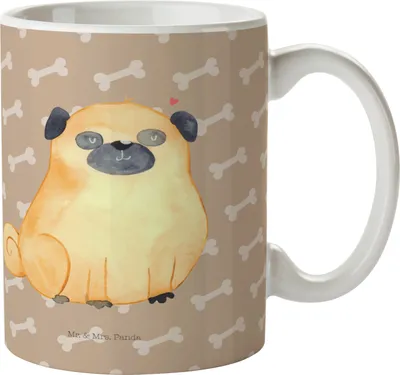 Produktbild von Mr. & Mrs. Panda Kaffeebecher Mops - Hundeglück - Geschenk, Liebe, Becher, Hundemama, Knuffig, Teetasse, Tasse, haferl, Pott, Hund, Kaffeetasse, Sprüche