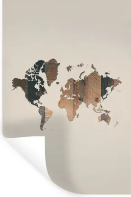 Produktbild von MuchoWow® Wandtattoo Wandsticker Wandaufkleber Weltkarte - Holzbrett - braun 80x120 cm Selbstklebend und Repositionierbar - Repositionierbar - Wasser abweisend