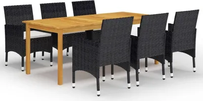 Produktbild von The Living Store 7-tlg. Garten-Essgruppe Schwarz