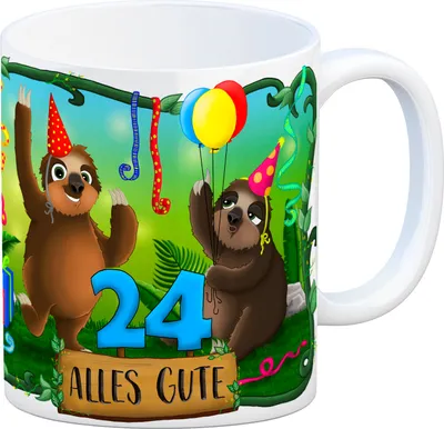Produktbild von Faultier Kaffeebecher zum 24.Geburtstag Tasse Kaffeetasse Becher mug Teetasse