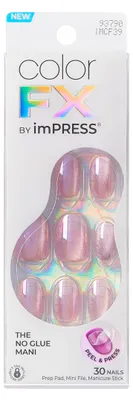 Image de KISS colorFX, ongles à coller "Starry", rose clair, effet nacré, courts et ovales