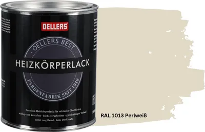 Produktbild von OELLERS Premium Heizkörperlack 1L – RAL 1013 Perlweiß | Heizkörperfarbe & Heizungsfarbe | Hochdeckender Heizungslack | Hitzebeständig & langlebig