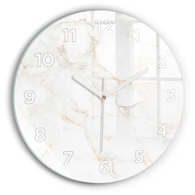 Produktbild von Wallfluent Wanduhr – Stilles Quarzuhrwerk - Uhr Dekoration Wohnzimmer Schlafzimmer Küche - Zifferblatt - weiße Zeiger - 30 cm - Eleganter Marmor