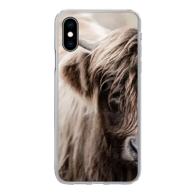 Produktbild von MuchoWow® Handyhülle Schutzhülle Hülle für iPhone X Schottischer Highlander - Kuh - Vlies Silikon Softcase Handy Hülle - Handyhülle