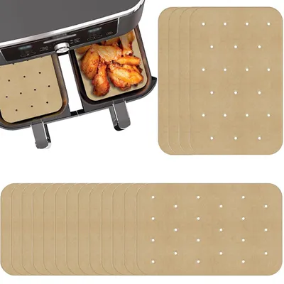 Produktbild von 100 rechteckige Backbleche für Heißluftfritteusen, 20,5 x 14 cm, kompatibel mit den Ninja Food Dual Air Fryer AF300EU und AF400EU, Zubehör für Zweizonen-Heißluftfritteusen