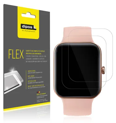 Produktbild von 2x Schutzfolie für AooDen Smartwatch Folie, 100% Displayabdeckung, dipos Flex