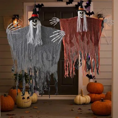 Obrázek produktu pro Dva kusy dekorací na Halloween do zahrady, kostra, strašidelné venkovní dekorace a atmosférické ozdoby na Halloween