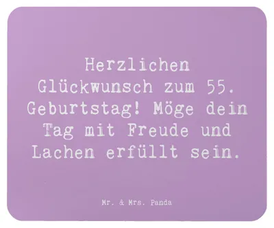Produktbild von Mr. & Mrs. Panda Mousepad Spruch 55. Geburtstag Glückwunsch - Lavendeltraum - Geschenk, Mauspad, Happy Birthday, pc, Mouse Pad, feiern, mousematte, 55 Jahre, fünfzigster