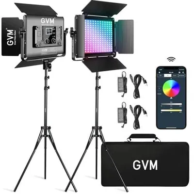 Zdjęcie produktu dla Lampa LED rgb do studia fotografii 60W statyw zestaw 2 sztuki