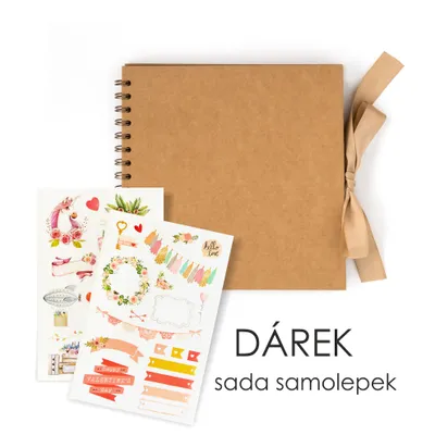 Obrázok produktu pre Album kroužkové se stuhou, kraft 20,5x20,5cm, 35 listů