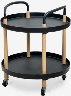 Produktbild von Lebensmittelwagen rund im skandinavischen Design mit Rädern Biky - Schwarz