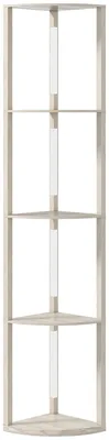 Obrázek produktu pro LED stojací lampa se 4 policemi | Barva: Hnědá | Rozměry: 41 x 30 x 164 cm