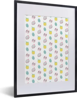 Produktbild von MuchoWow® MuchoWow® Gerahmtes Poster Sommer - Pastell - Muster 30x40 cm - Poster mit zchwarzem Bilderrahmen - Wandposter Schlafzimmer