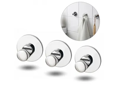 Obrázek produktu pro SKOGHALL Chromovaný samolepicí háček, koupelnový háček 3 ks IKEA