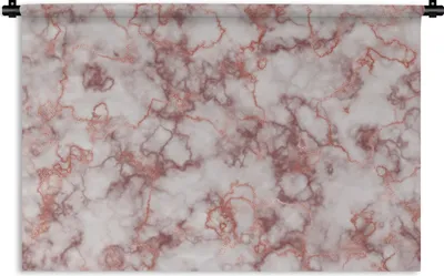 Produktbild von MuchoWow® Wandteppich Wandbehang Marmor - Weiß - Rot 60x40 cm Tapisserie Dekoration Wandtuch - Wanddekorationen