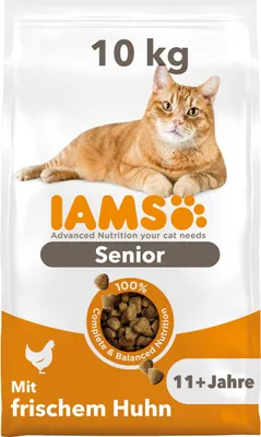 Imagen del producto de Alimento seco para gatos senior de la marca IAMS, con pollo, para gatos mayores de 11 años, 10 kg