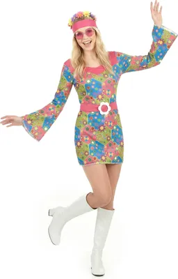 Produktbild von Hippie-Kostüm mit Blumen für Damen Einheitsgröße (40)
