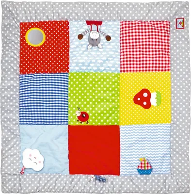 Produktbild von Coppenrath 14501 - Die Spiegelburg - Baby Glück - Krabbeldecke mit Spielelementen, 100 x 100cm