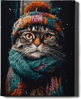 Obrázek produktu pro Ach, umění! - Malování podle čísel kočka - 40x50cm, s dřevěným rámem a štětci DIY