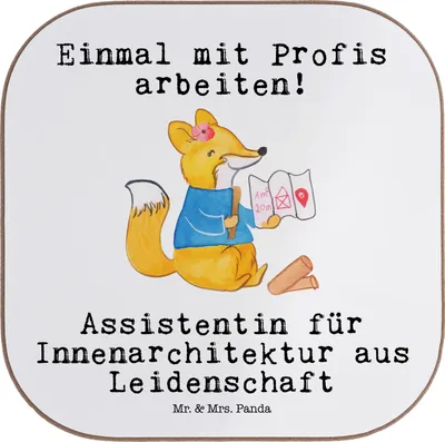 Produktbild von Mr. & Mrs. Panda unterleger Assistentin für Innenarchitektur Leidenschaft - Weiß - Geschenk, Tassen Untersetzer, Gläser, Tasse, gläseruntersetzer, Coaster